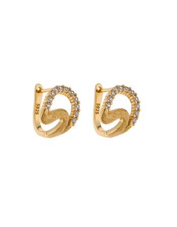 Σκουλαρίκια SENZA Κρίκοι Επίχρυσο Ασήμι 925, με Ζιργκόν πέτρες - SSR4694GD