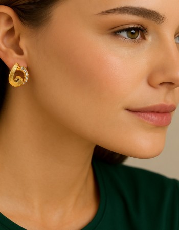 Σκουλαρίκια SENZA Κρίκοι Επίχρυσο Ασήμι 925, με Ζιργκόν πέτρες - SSR4694GD