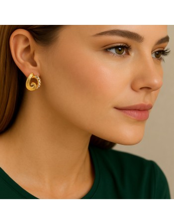 Σκουλαρίκια SENZA Κρίκοι Επίχρυσο Ασήμι 925, με Ζιργκόν πέτρες - SSR4694GD