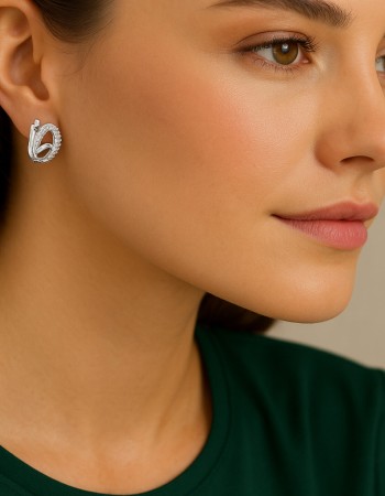 Σκουλαρίκια SENZA Κρίκοι Ασήμι 925, με Ζιργκόν πέτρες - SSR4694SR