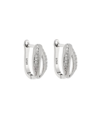 Σκουλαρίκια SENZA Κρίκοι Ασήμι 925, με Ζιργκόν πέτρες - SSR4696SR