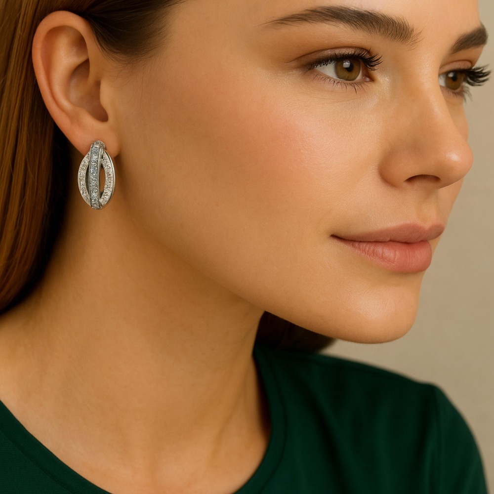 Σκουλαρίκια SENZA Κρίκοι Ασήμι 925, με Ζιργκόν πέτρες - SSR4696SR