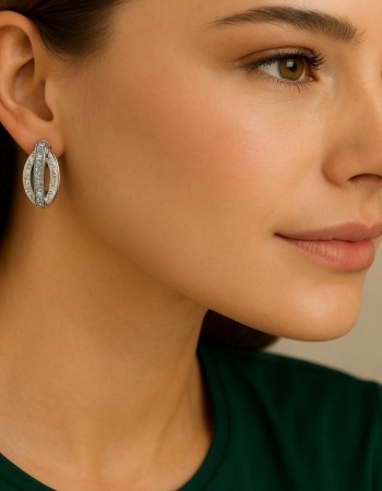 Σκουλαρίκια SENZA Κρίκοι Ασήμι 925, με Ζιργκόν πέτρες - SSR4696SR