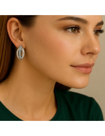 Σκουλαρίκια SENZA Κρίκοι Ασήμι 925, με Ζιργκόν πέτρες - SSR4696SR