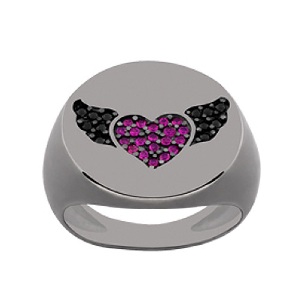 Δαχτυλίδι Chevalier Senza Από Ασήμι Καρδιά Με Φτερά ZM715 ZM715