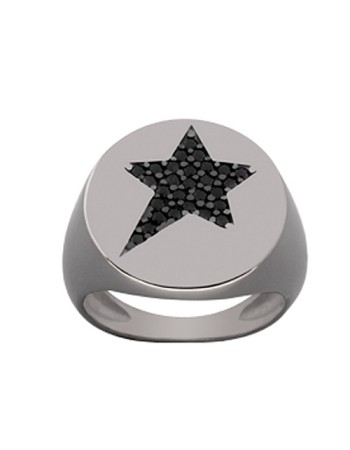 Δαχτυλίδι Chevalier Senza Από Ασήμι Μαύρο -Ασημί Αστέρι ZM716 ZM716