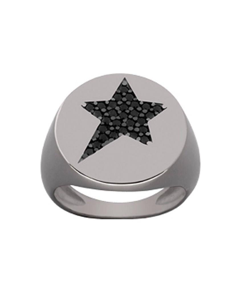 Δαχτυλίδι Chevalier Senza Από Ασήμι Μαύρο -Ασημί Αστέρι ZM716 ZM716