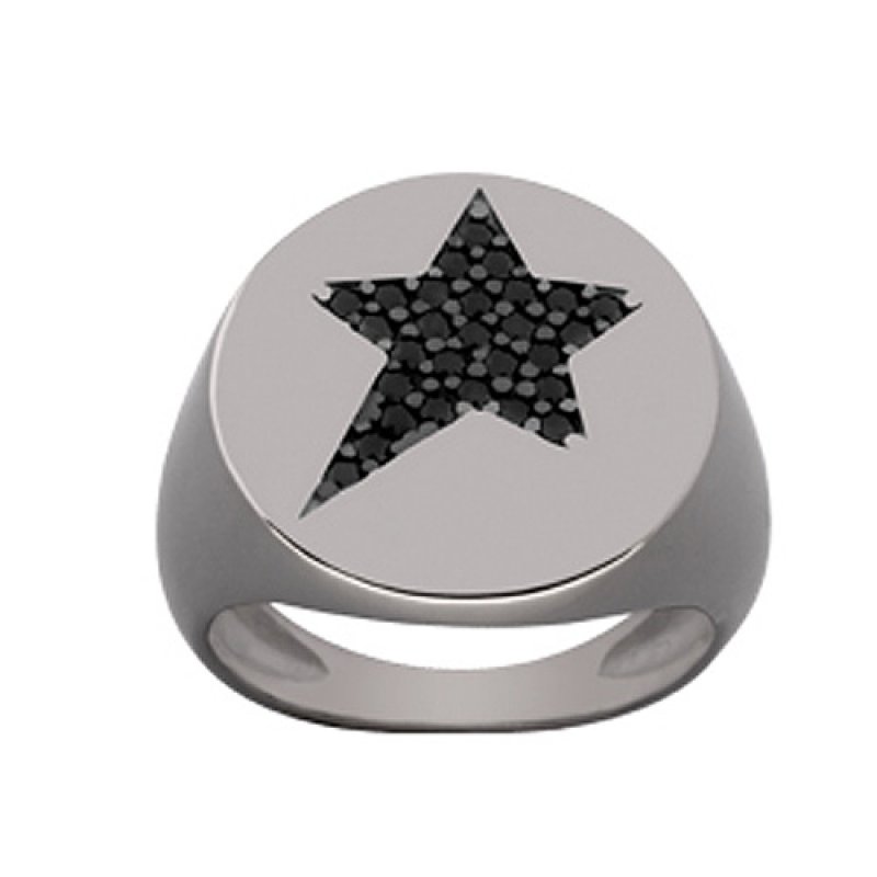 Δαχτυλίδι Chevalier Senza Από Ασήμι Μαύρο -Ασημί Αστέρι ZM716 ZM716