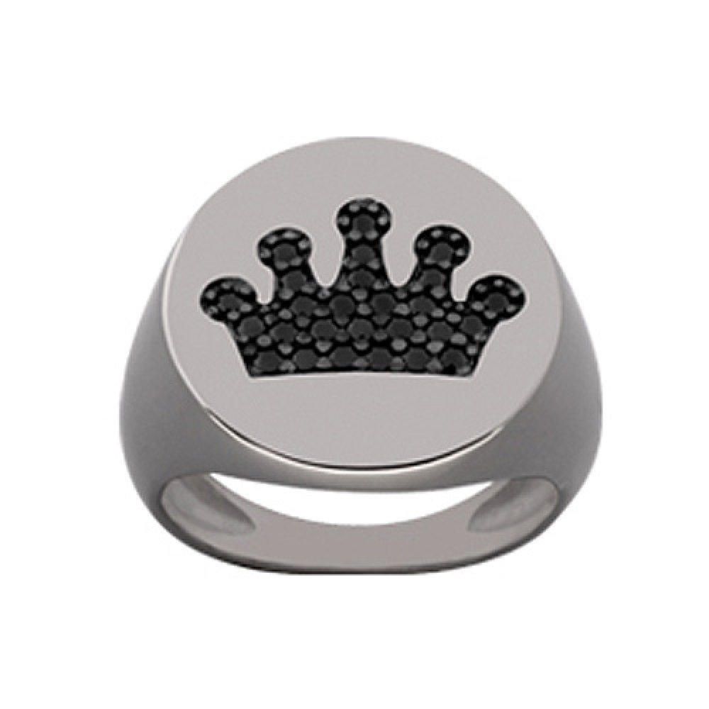 Δαχτυλίδι Chevalier Senza Από Ασήμι Μαύρη -Ασημί Κορώνα ZM718 ZM718