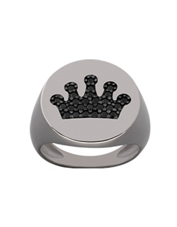 Δαχτυλίδι Chevalier Senza Από Ασήμι Μαύρη -Ασημί Κορώνα ZM718 ZM718