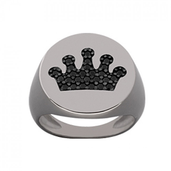 Δαχτυλίδι Chevalier Senza Από Ασήμι Μαύρη -Ασημί Κορώνα ZM718 ZM718