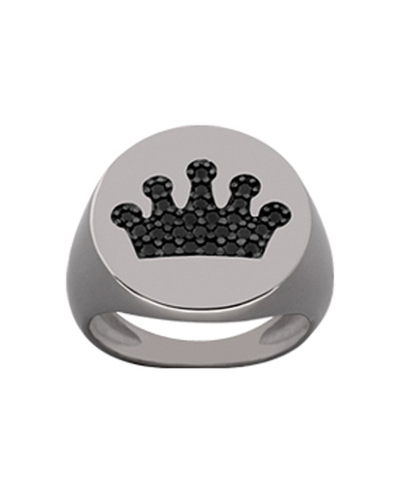 Δαχτυλίδι Chevalier Senza Από Ασήμι Μαύρη -Ασημί Κορώνα ZM718 ZM718