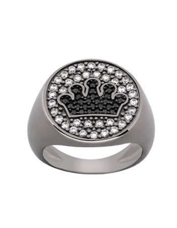 Δαχτυλίδι Chevalier Senza Από Ασήμι Μαύρη -Ασημί-Λευκή Κορώνα ZM719 ZM719