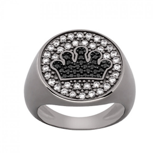 Δαχτυλίδι Chevalier Senza Από Ασήμι Μαύρη -Ασημί-Λευκή Κορώνα ZM719 ZM719