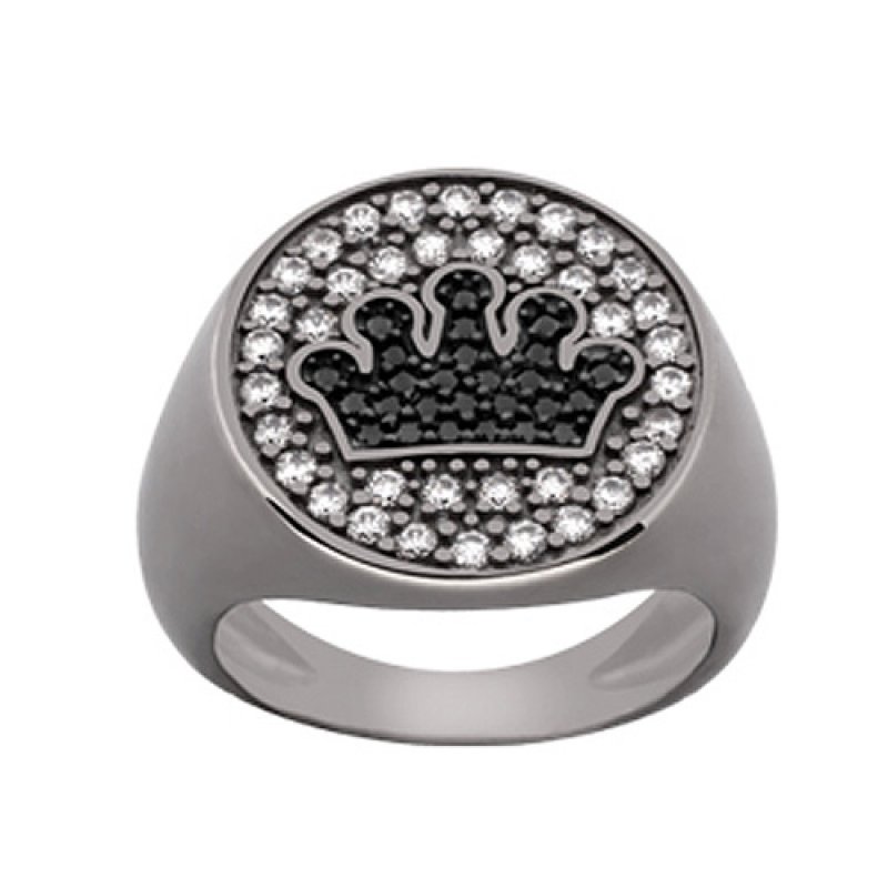 Δαχτυλίδι Chevalier Senza Από Ασήμι Μαύρη -Ασημί-Λευκή Κορώνα ZM719 ZM719