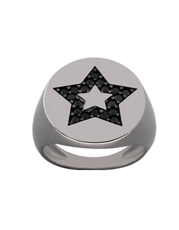 Δαχτυλίδι Chevalier Senza Από Ασήμι Μαύρο -Ασημί Αστέρι ZM720 ZM720