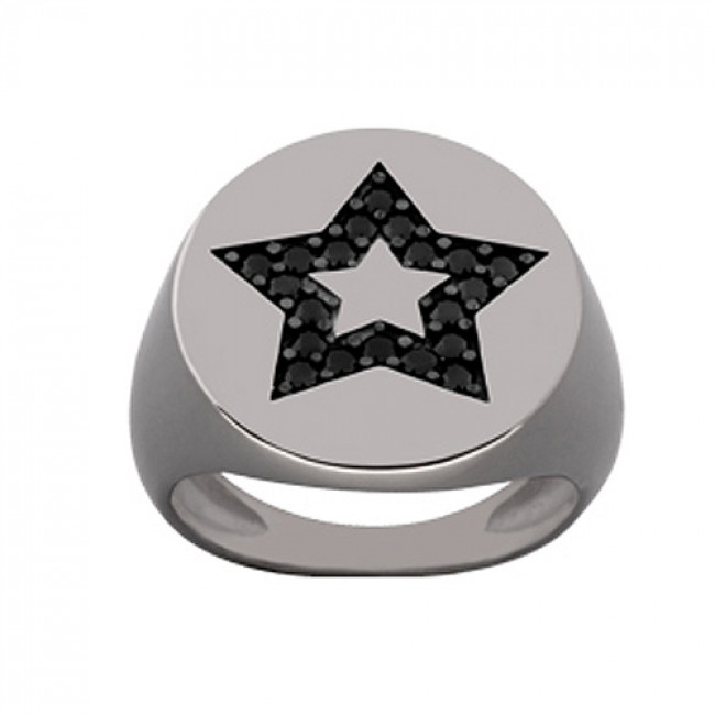 Δαχτυλίδι Chevalier Senza Από Ασήμι Μαύρο -Ασημί Αστέρι ZM720 ZM720