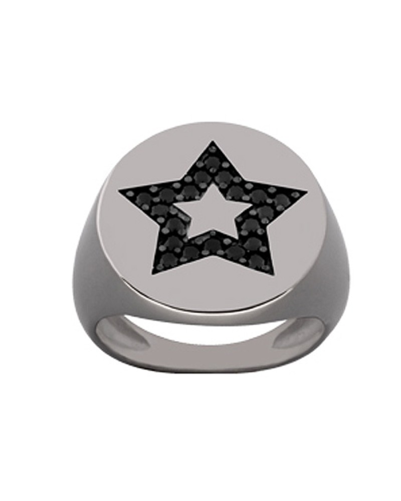 Δαχτυλίδι Chevalier Senza Από Ασήμι Μαύρο -Ασημί Αστέρι ZM720 ZM720