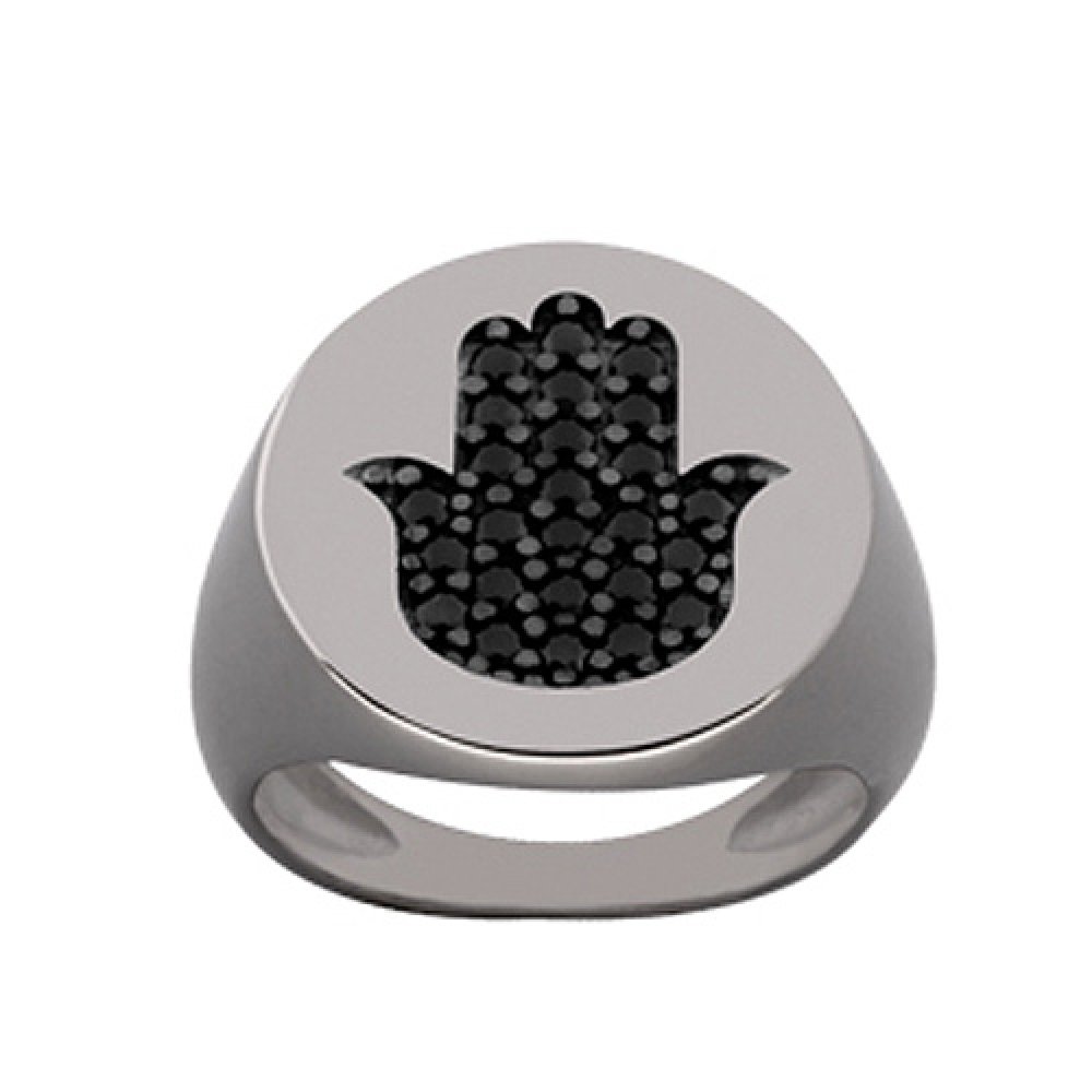 Δαχτυλίδι Chevalier Senza Από Ασήμι Μαύρο -Ασημί Hamsa ZM721 ZM721