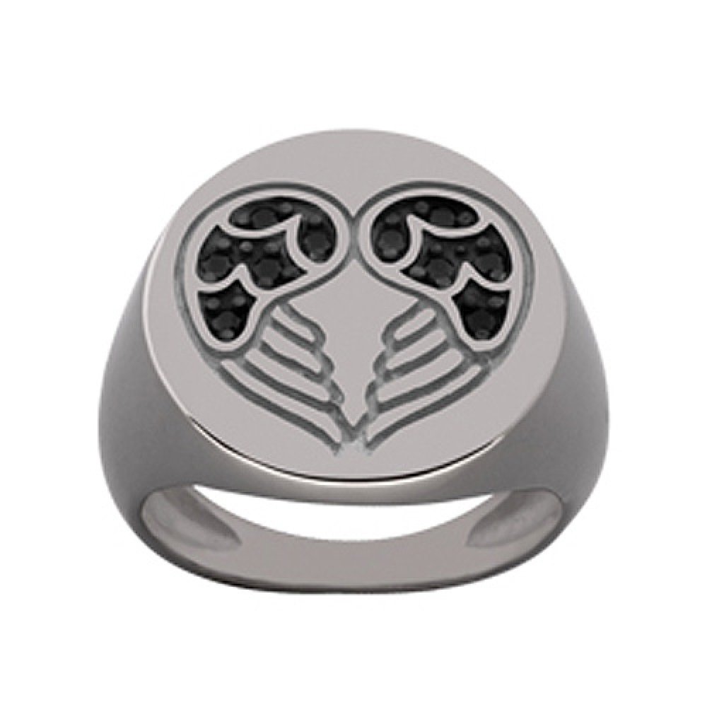 Δαχτυλίδι Chevalier Senza Από Ασήμι Μαύρα -Ασημί Φτερά Της Αγάπης ZM723