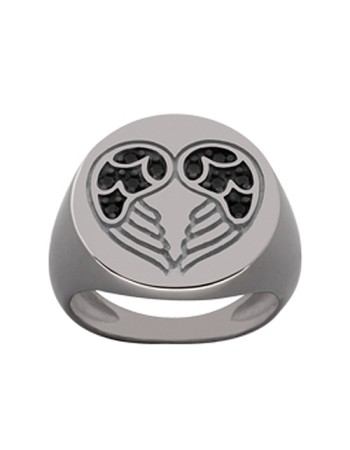 Δαχτυλίδι Chevalier Senza Από Ασήμι Μαύρα -Ασημί Φτερά Της Αγάπης ZM723