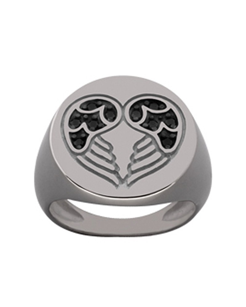 Δαχτυλίδι Chevalier Senza Από Ασήμι Μαύρα -Ασημί Φτερά Της Αγάπης ZM723