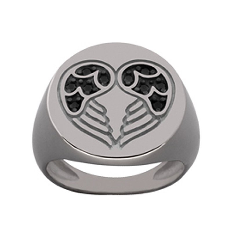 Δαχτυλίδι Chevalier Senza Από Ασήμι Μαύρα -Ασημί Φτερά Της Αγάπης ZM723