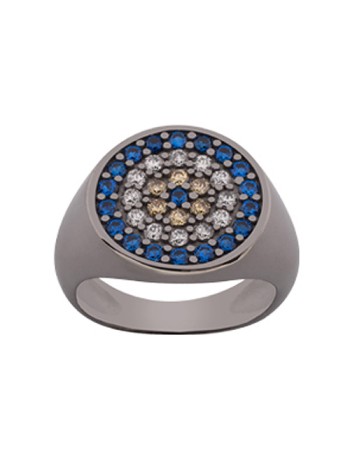 Δαχτυλίδι Chevalier Senza Από Ασήμι Μπλε -Ασημί-Λευκός Στόχος ZM725 ZM725