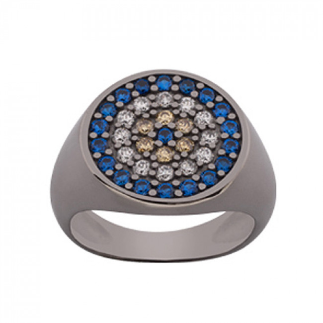Δαχτυλίδι Chevalier Senza Από Ασήμι Μπλε -Ασημί-Λευκός Στόχος ZM725 ZM725