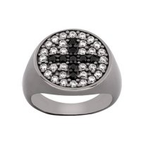 Δαχτυλίδι Chevalier Senza Από Ασήμι Μαύρο -Ασημί-Λευκός Με Σταυρό ZM727 ZM727