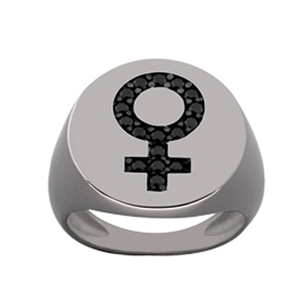 Δαχτυλίδι Chevalier Senza Από Ασήμι Μαύρο -Ασημί Σήμα Της Γυναικας ZM728