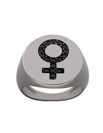 Δαχτυλίδι Chevalier Senza Από Ασήμι Μαύρο -Ασημί Σήμα Της Γυναικας ZM728