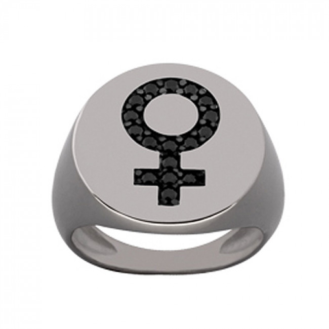 Δαχτυλίδι Chevalier Senza Από Ασήμι Μαύρο -Ασημί Σήμα Της Γυναικας ZM728