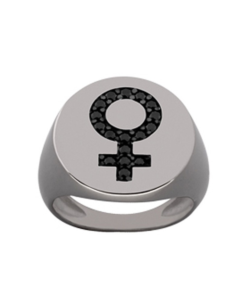 Δαχτυλίδι Chevalier Senza Από Ασήμι Μαύρο -Ασημί Σήμα Της Γυναικας ZM728