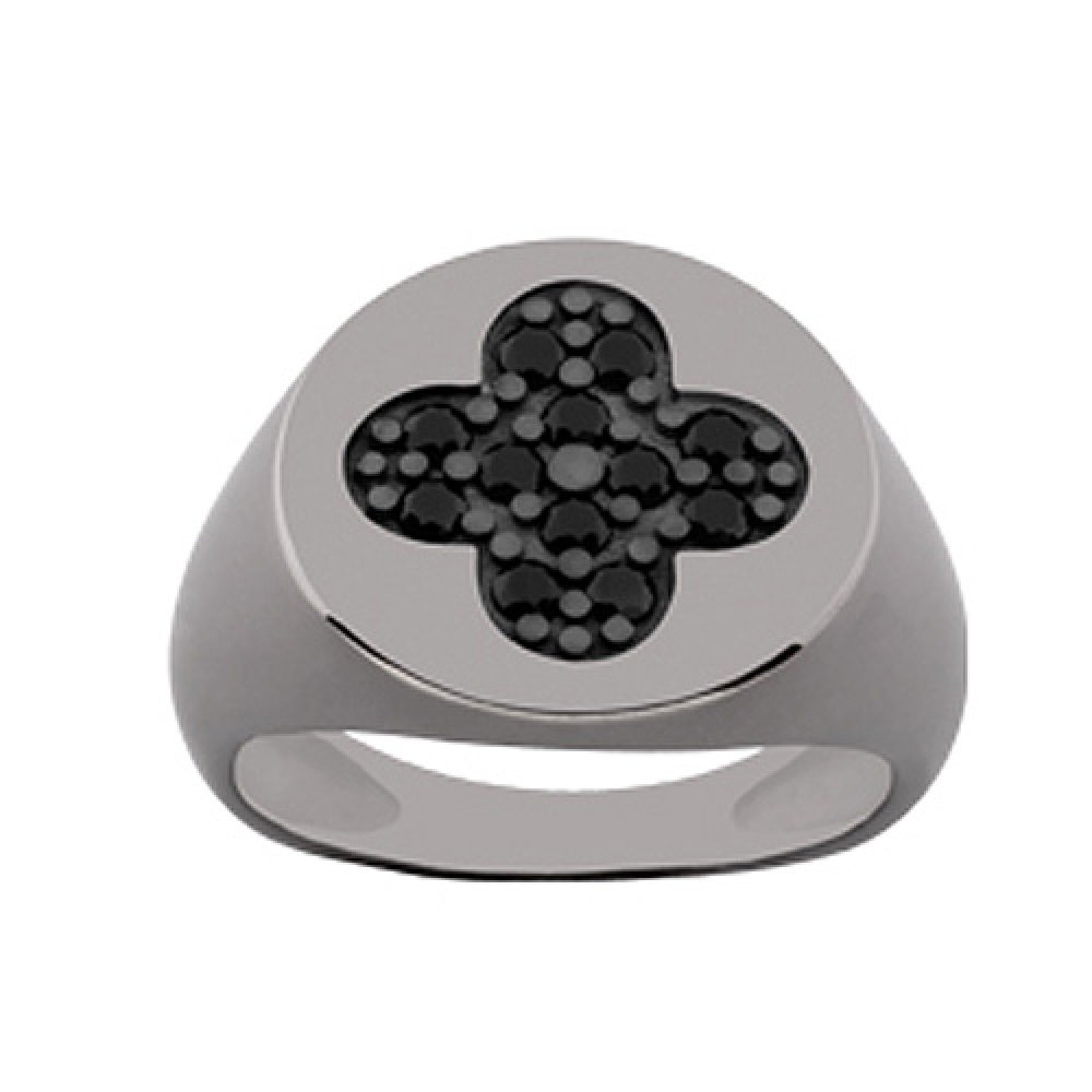 Δαχτυλίδι Chevalier Senza Από Ασήμι Μαύρος -Ασημί Σταυρός ZM733 ZM733