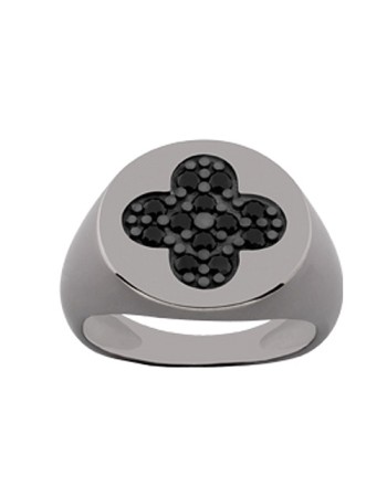 Δαχτυλίδι Chevalier Senza Από Ασήμι Μαύρος -Ασημί Σταυρός ZM733 ZM733