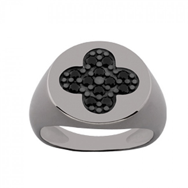 Δαχτυλίδι Chevalier Senza Από Ασήμι Μαύρος -Ασημί Σταυρός ZM733 ZM733