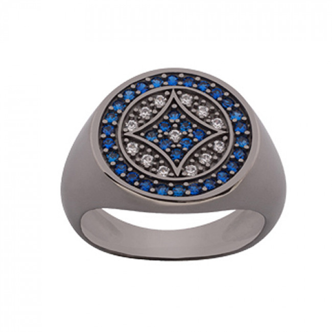 Δαχτυλίδι Chevalier Senza Από Ασήμι Μαύρο -Μπλε -Λευκό ZM736 ZM736