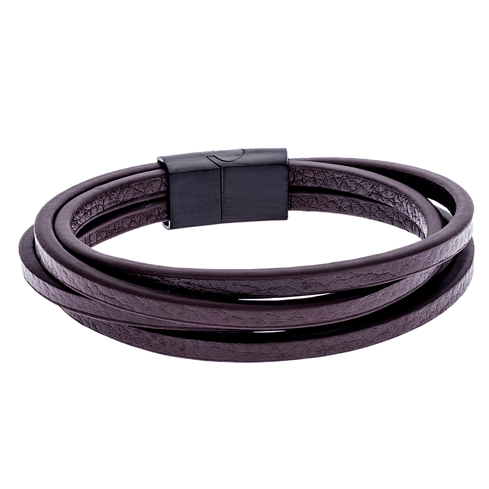 Βραχιόλι Senza Men's Steel Leather Strap - SSD2090BN