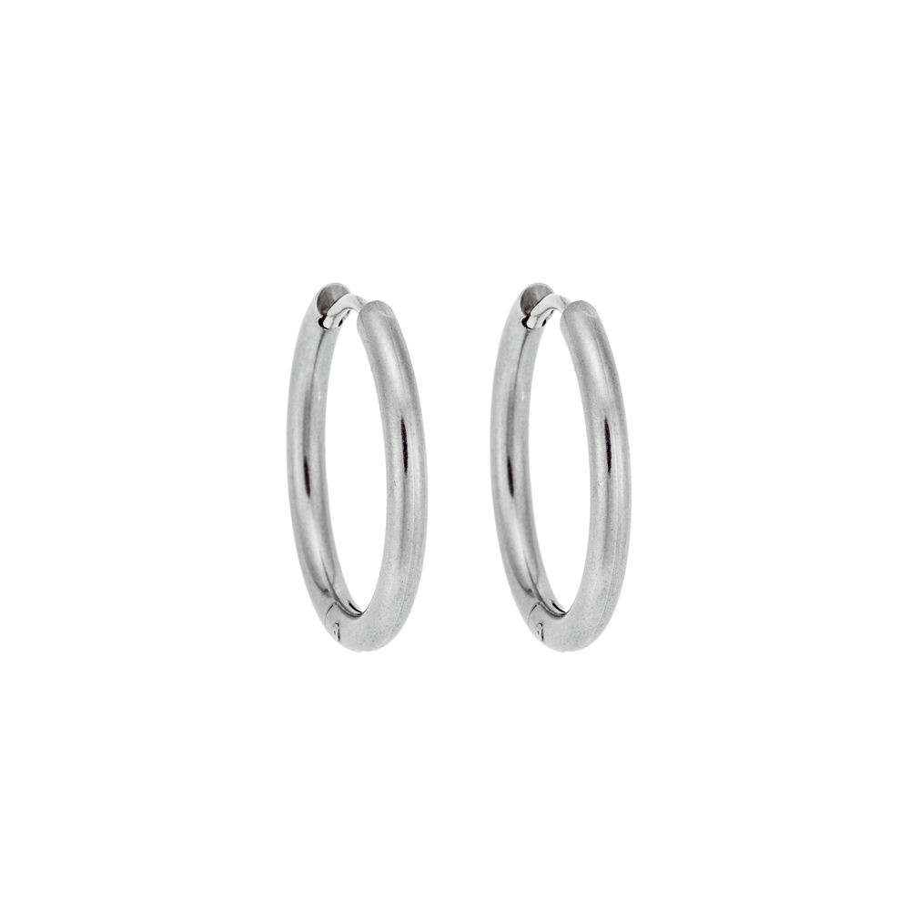 Σκουλαρίκια Κρίκοι SENZA Steel Gun Metal Plated 2 cm - SSD2903GM