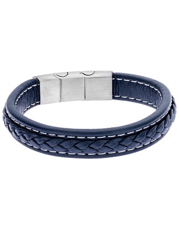 Βραχιόλι Senza Men's Steel Leather Strap - SSD3689