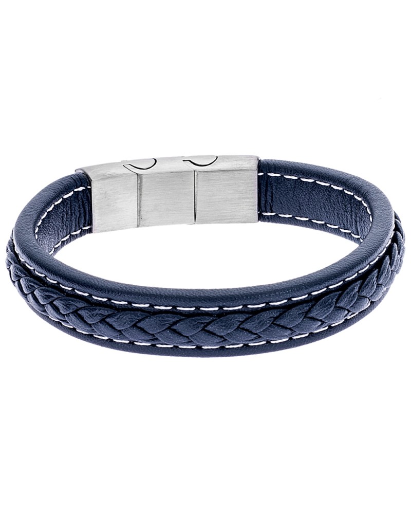 Βραχιόλι Senza Men's Steel Leather Strap - SSD3689