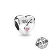Charm Silver Me, από Ασήμι 925, Wife heart with pink stone - 91033