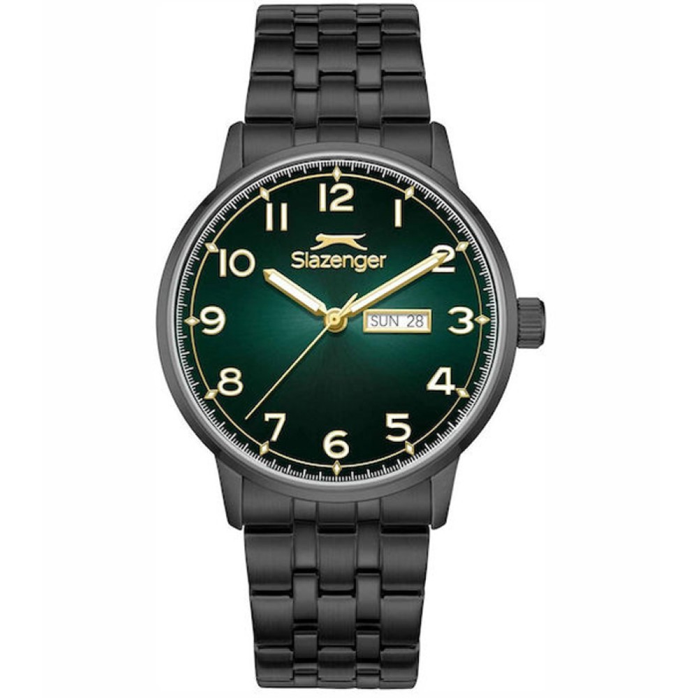 Ρολόι SLAZENGER Gents Green Deal Black Stainless Steel Bracelet - SL.09.2560.2.02