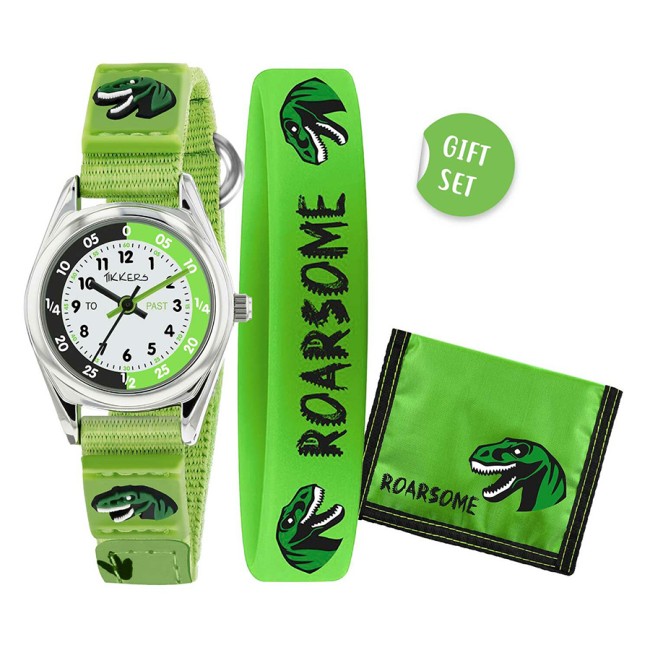 TIKKERS Green Canvas Strap Dinosaur Set - ATK1049