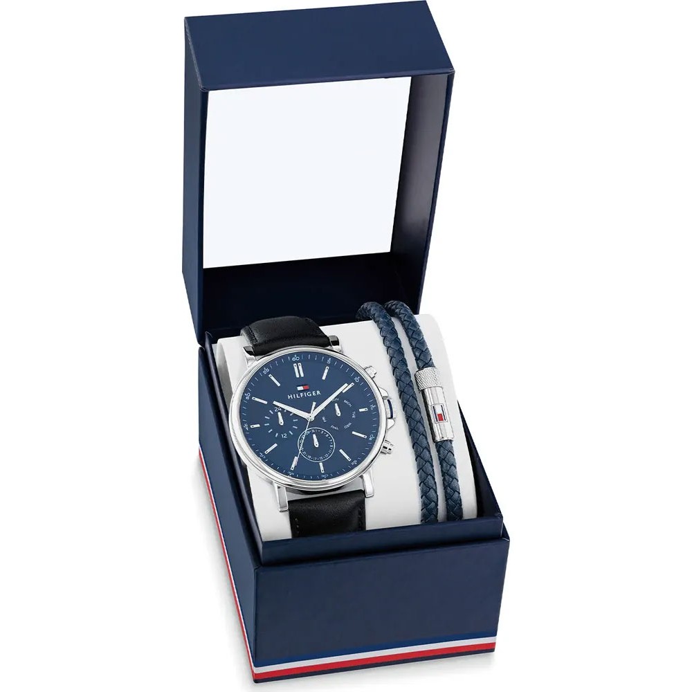 Ρολόι TOMMY HILFIGER Tyson Box Set Black Leather Strap 2770161 - 2770161