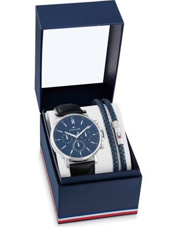 Ρολόι TOMMY HILFIGER Tyson Box Set Black Leather Strap 2770161 - 2770161