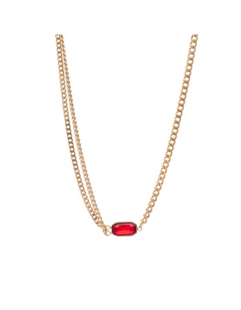 Κολιέ Visetti Gold Plated Stainless Steel With Red Stone - 22A-KD005GR