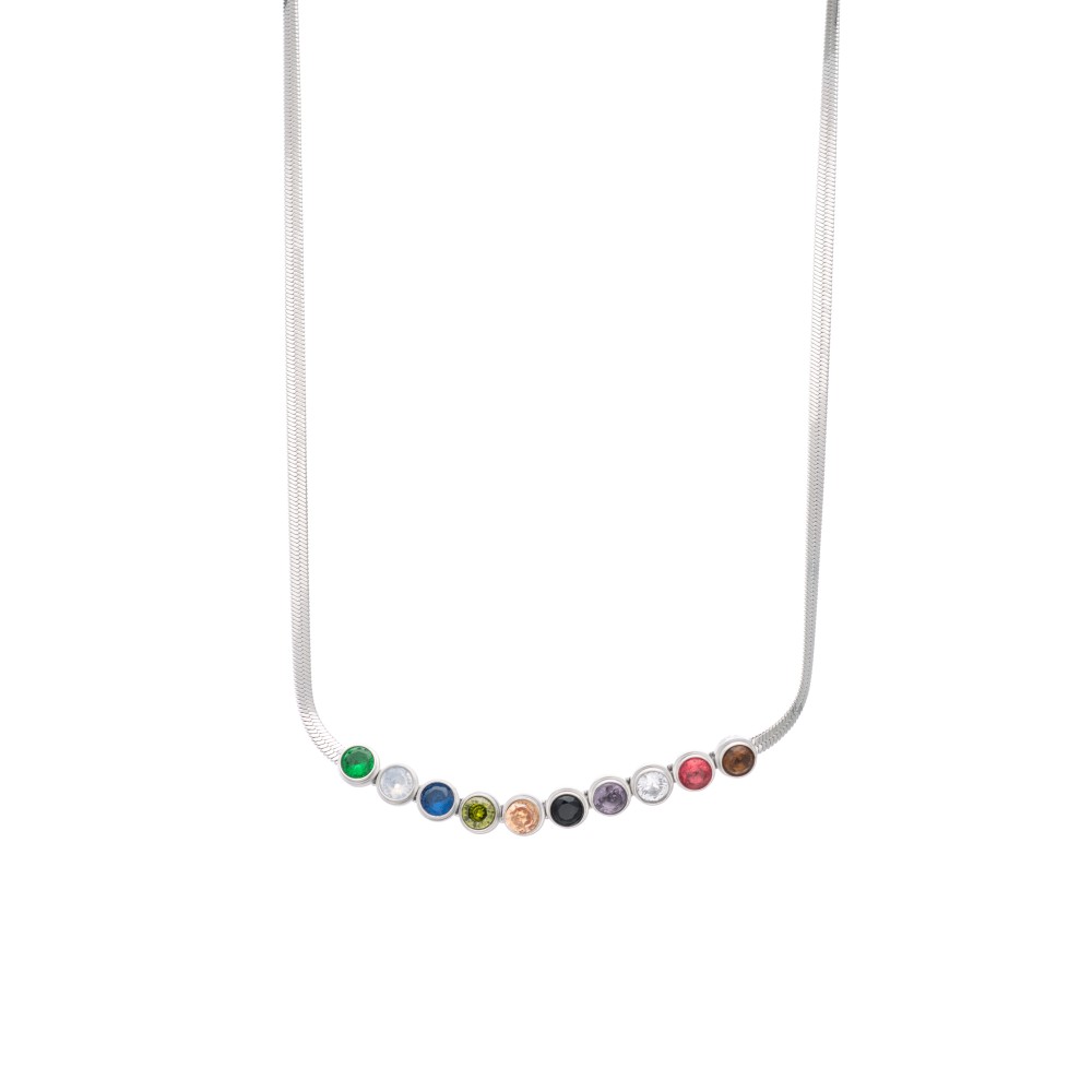 Κολιέ Visetti Stainless Steel With Multicolor Stones - 22A-KD017SO