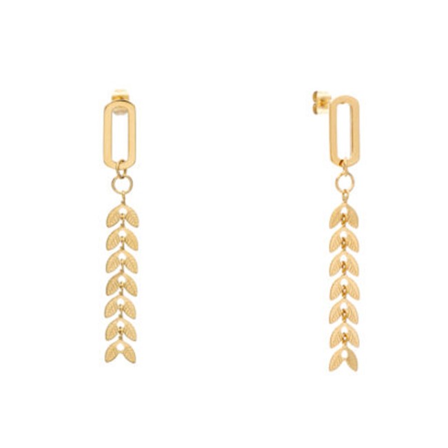 Σκουλαρίκια Visetti Gold Plated Stainless Steel, Hanging Leaves - HT-WSC076G